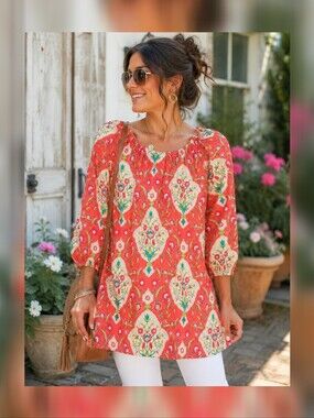 DEAL OF THE DAY Haley And The Hound Floral Tunic Blouse S